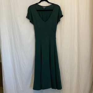 ModCloth Empire Waist - Flutter Sleeve- Tie Back - Midi Green Dress - Size XL